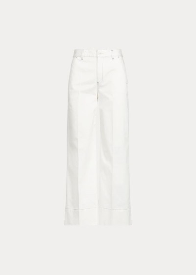 Pantalones Polo Ralph Lauren Mujer Blancos Claro - Cotton-Blend Wide-Leg - NXPBR3781